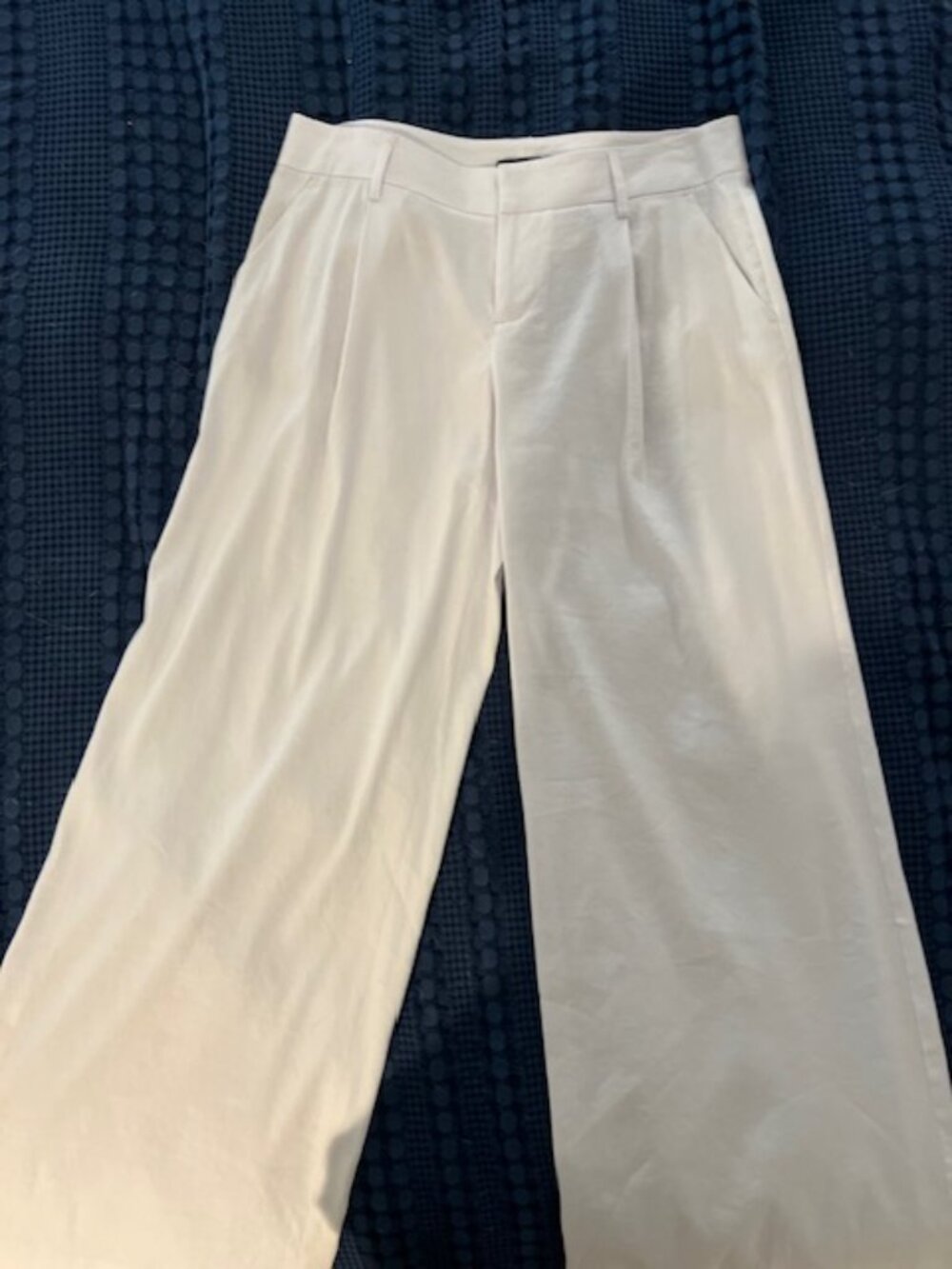 Alice + Olivia Wide Leg Pant, White, Size 8, Linen blend
